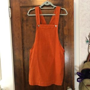 Stretch suede overall dress